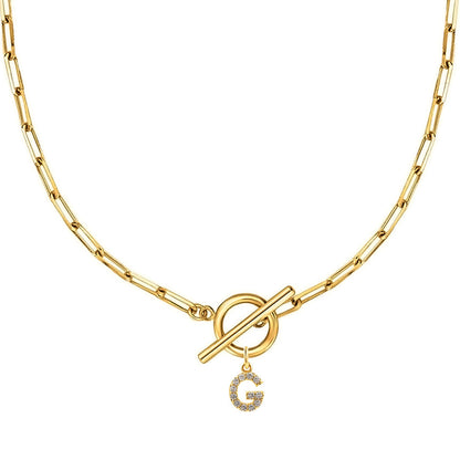 Personalized Pave Initial Toggle Necklace