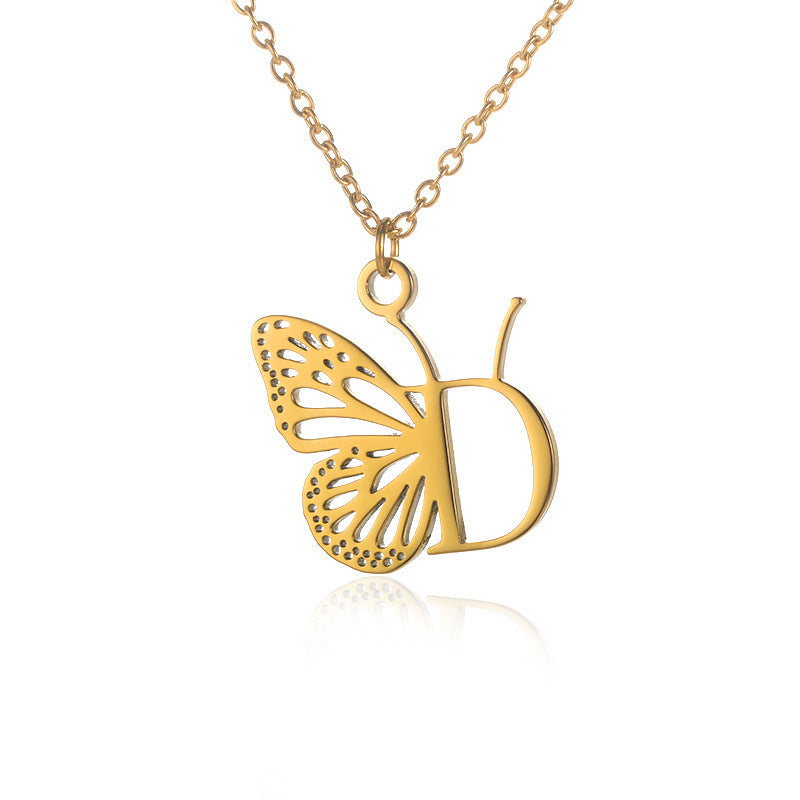 Initial Butterfly Necklace – Personalized Wings