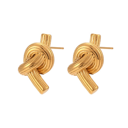 Gold Knotted Stud Earrings