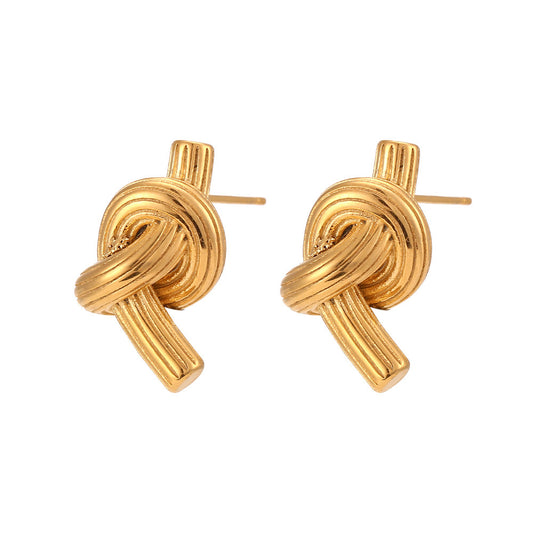 Gold Knotted Stud Earrings