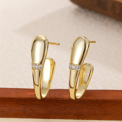 Elegant Pavé Accent Hoop Earrings
