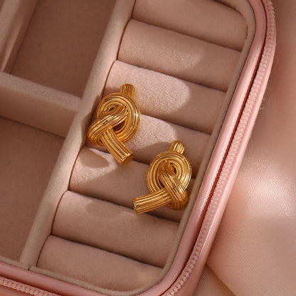 Gold Knotted Stud Earrings