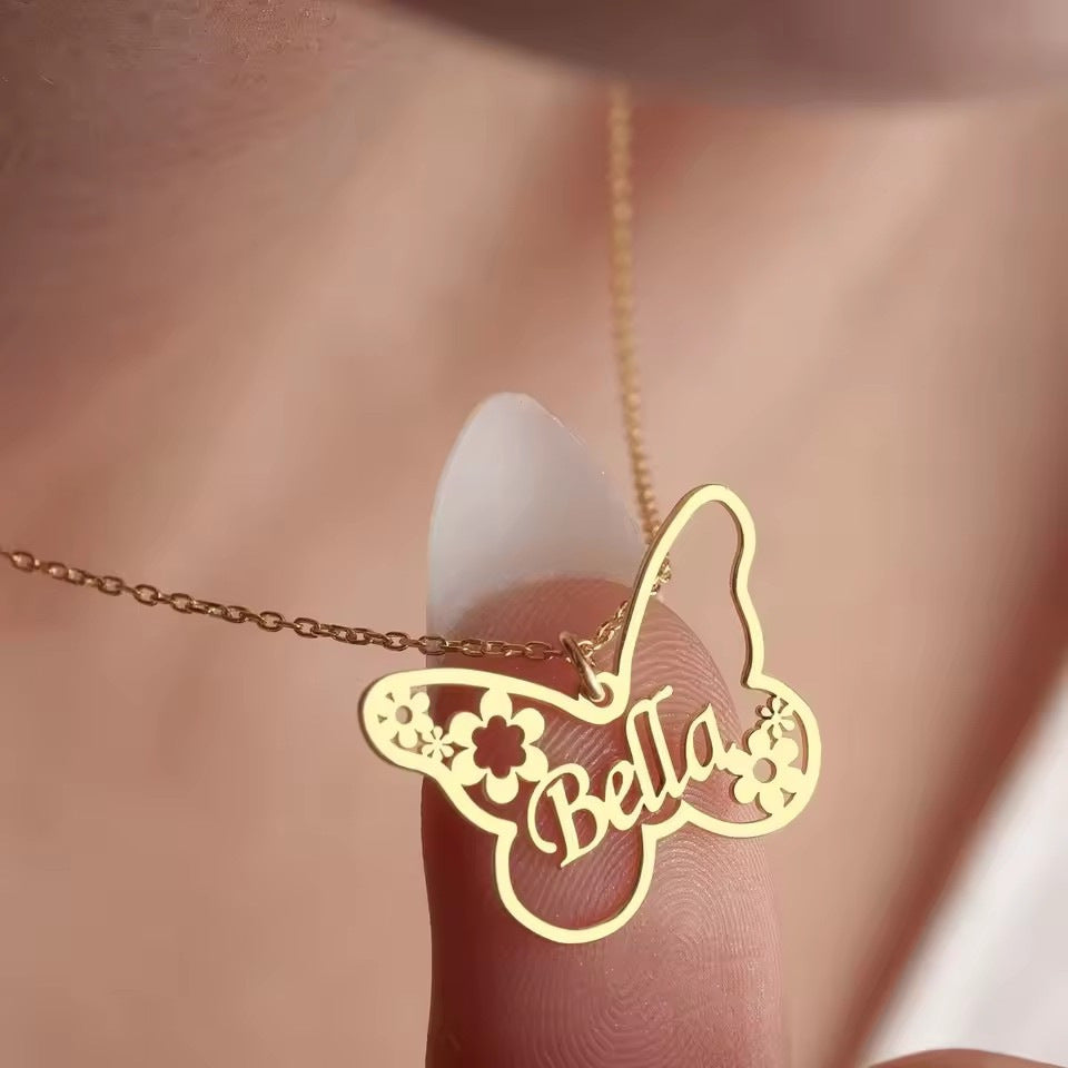 Personalized Butterfly Name Necklace