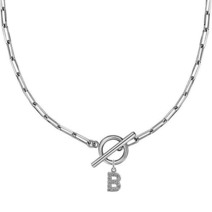 Personalized Pave Initial Toggle Necklace